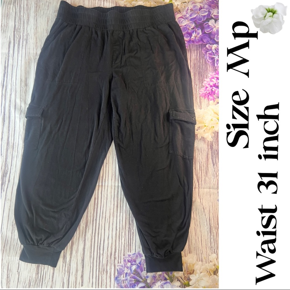 AnyBody Tall Cozy Knit Cargo Jogger Pant black size mp petite